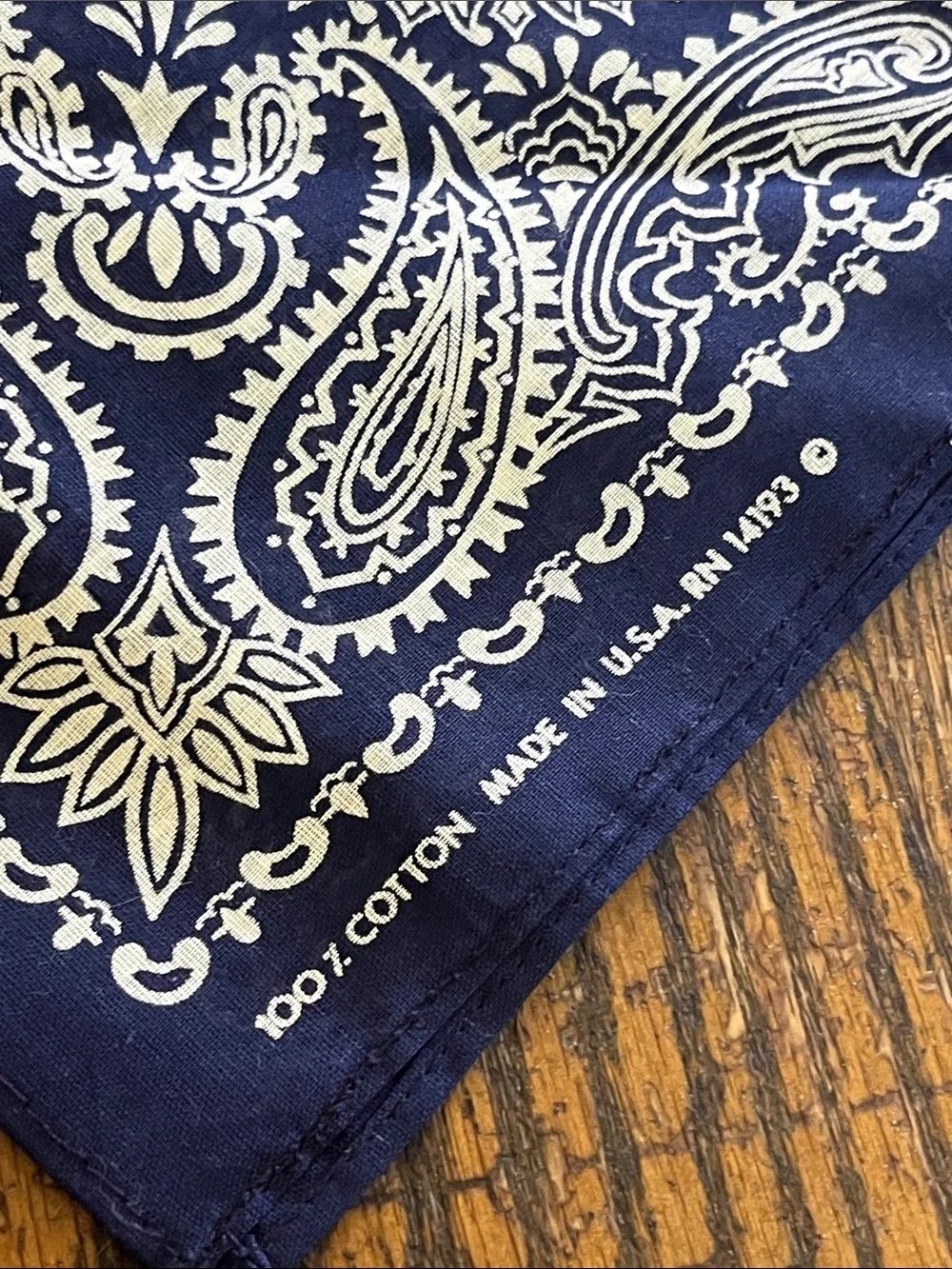 Classic Navy Paisley Cotton Bandana - Unbranded USA made